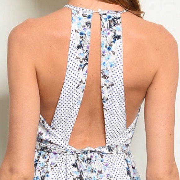 OFF WHITE FLORAL DETAILED SHORT MAXI ROMPER - Picture 4 of 8